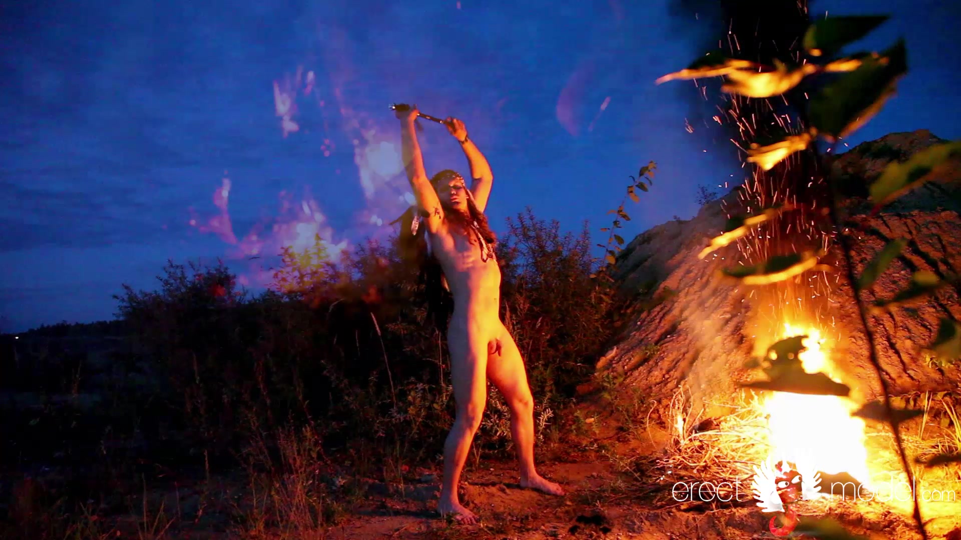 American indian nude and excited by his ritual dance
