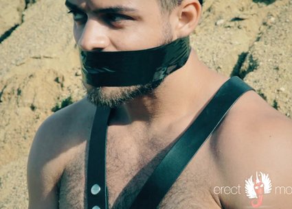 Handcuffed handjob in male bdsm video
