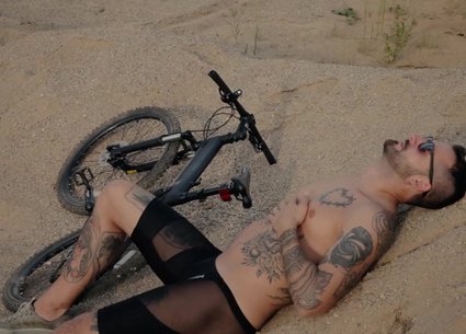 Sexy male cyclist with uncut dick video